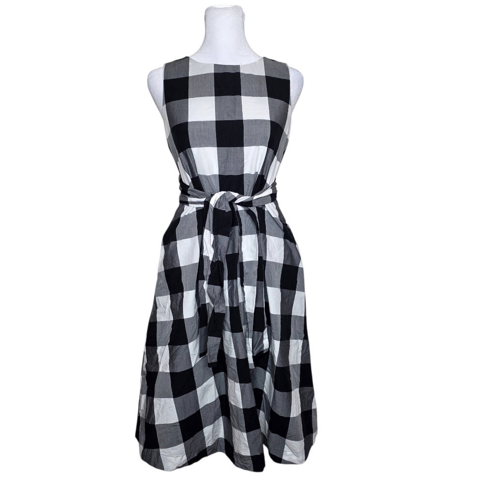 Ann Taylor Black White Checkered Dress Sleeveless A Line Dress Size XS